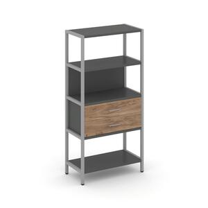 Односекционный стеллаж четырехярусный с ящиками