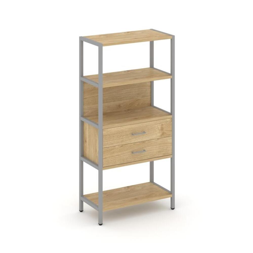 Односекционный стеллаж четырехярусный с ящиками