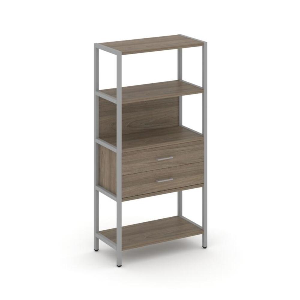 Односекционный стеллаж четырехярусный с ящиками