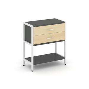 Односекционный стеллаж двухярусный с ящиками