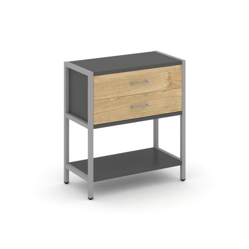 Односекционный стеллаж двухярусный с ящиками