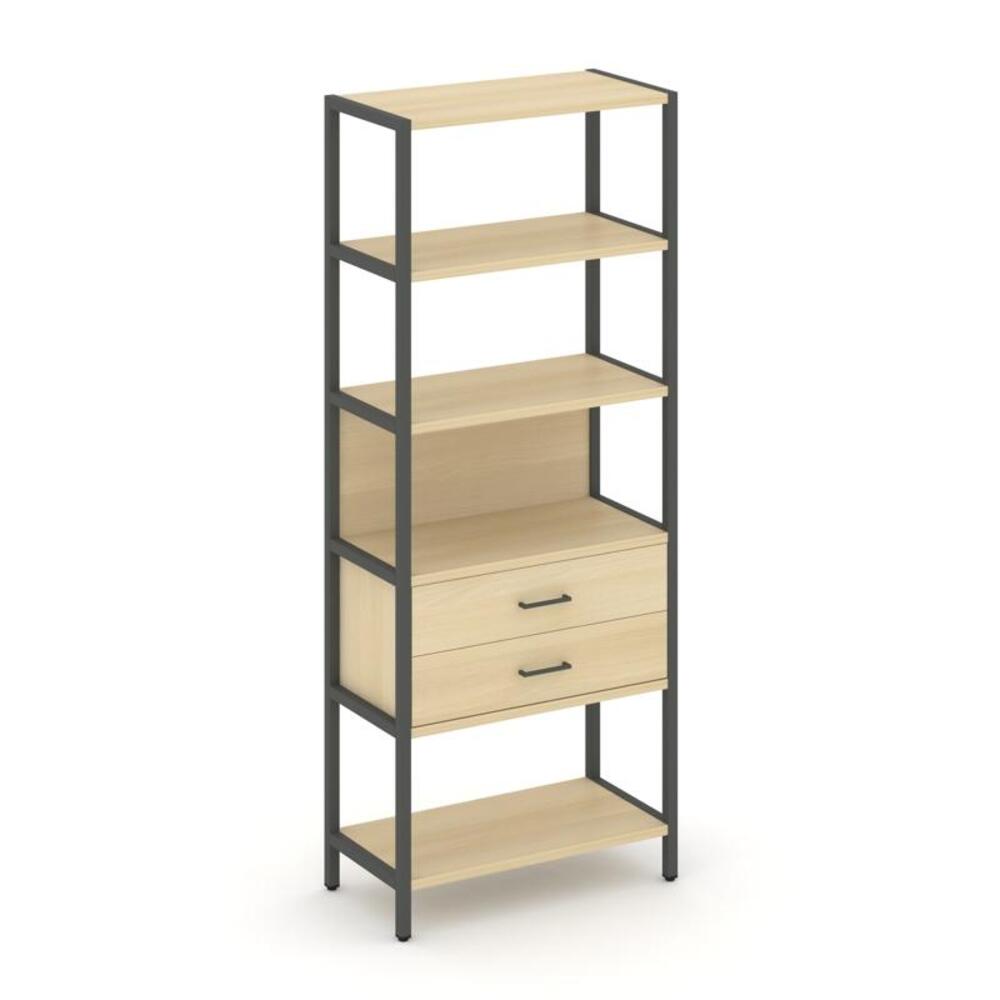 Односекционный стеллаж пятиярусный с ящиками