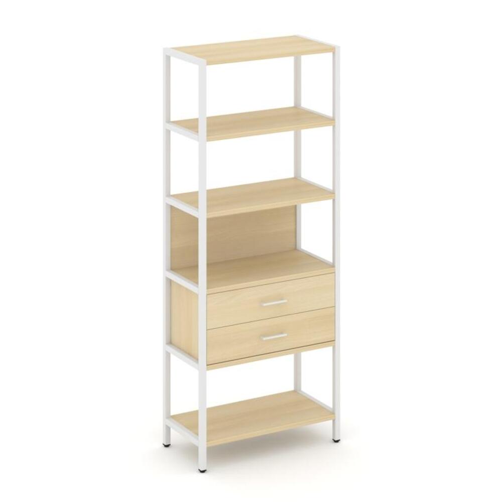 Односекционный стеллаж пятиярусный с ящиками