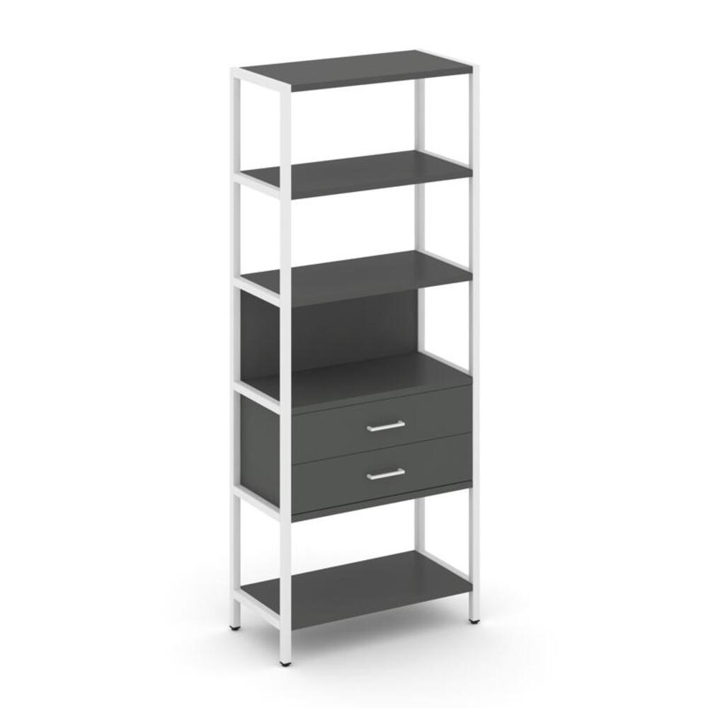 Односекционный стеллаж пятиярусный с ящиками