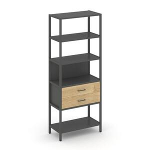 Односекционный стеллаж пятиярусный с ящиками