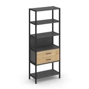 Односекционный стеллаж пятиярусный с ящиками