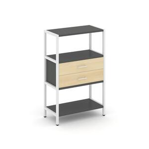 Односекционный стеллаж трехярусный с ящиками