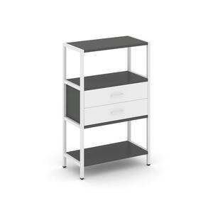 Односекционный стеллаж трехярусный с ящиками