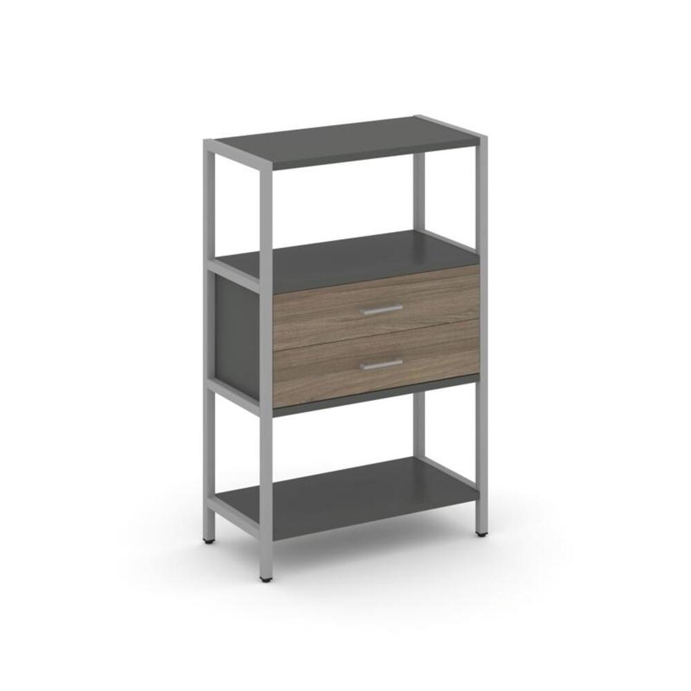 Односекционный стеллаж трехярусный с ящиками