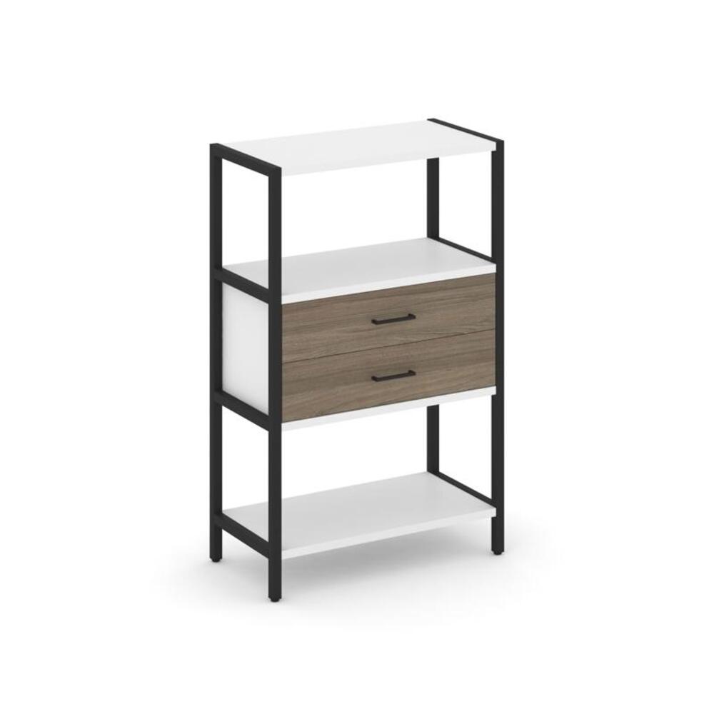 Односекционный стеллаж трехярусный с ящиками