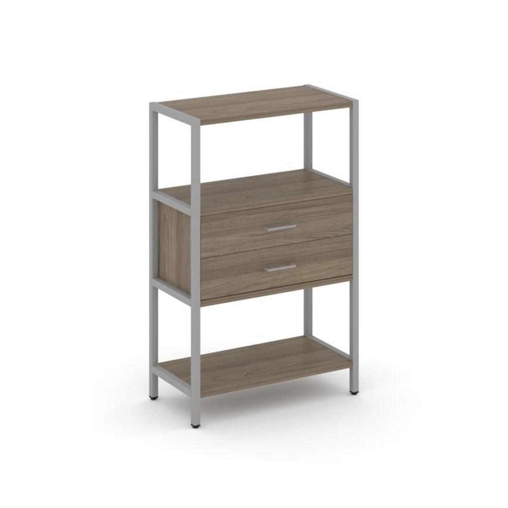 Односекционный стеллаж трехярусный с ящиками