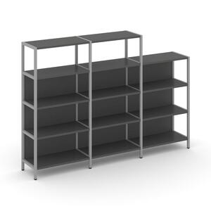 Трехсекционный стеллаж четырех/трехярусный
