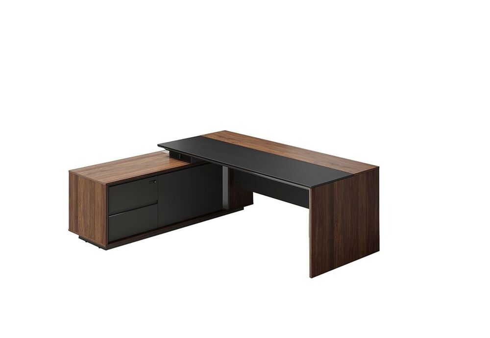 Стол руководителя на опорной сервисной тумбе (левый)