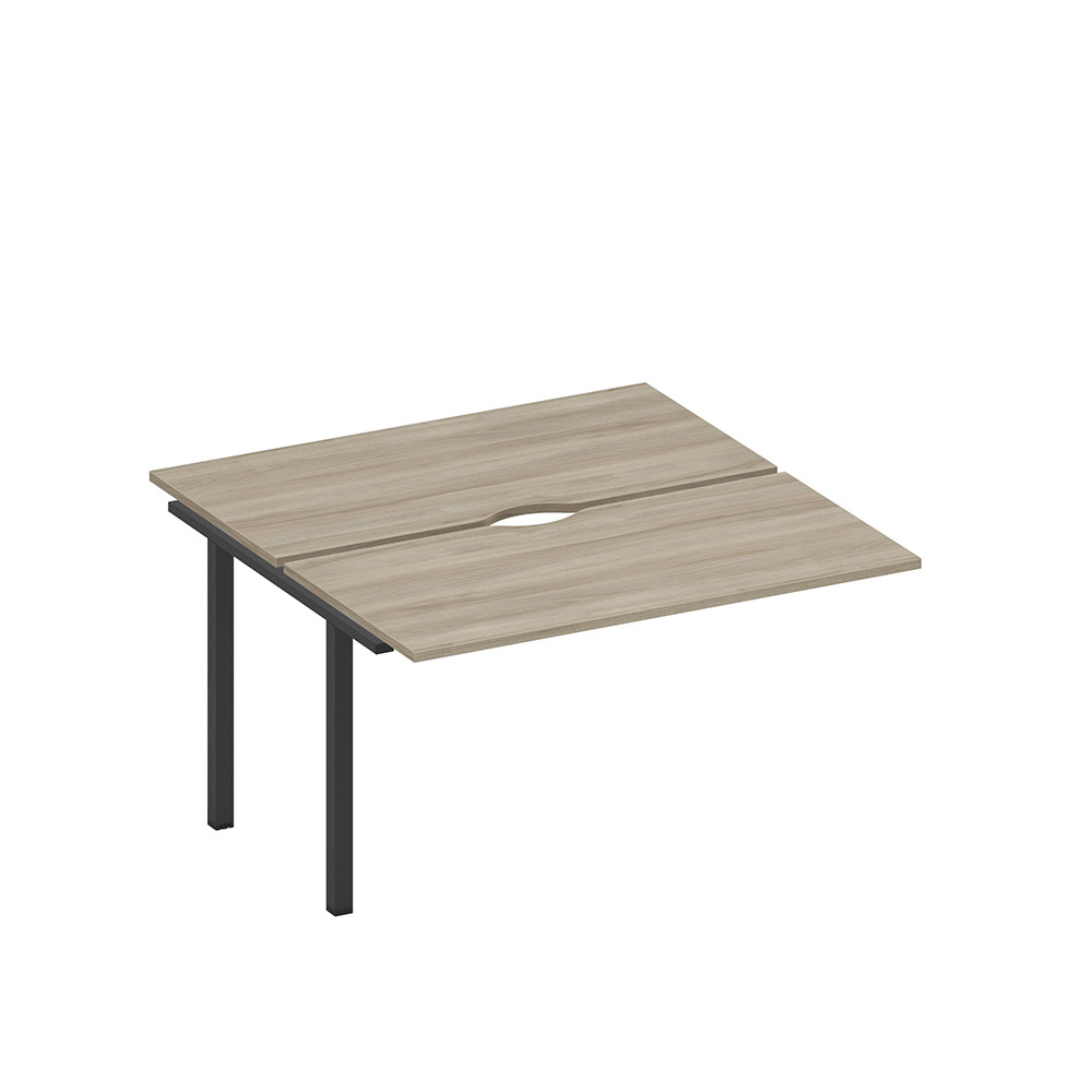 Секция стола рабочей станции на металлокаркасе, столешницы с вырезом